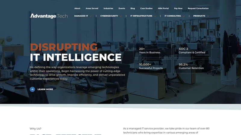 Advantage.Tech Homepage Desktop portfolio item