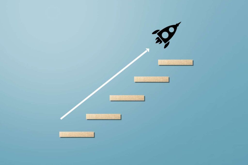 Rocketship with an upward trajectory