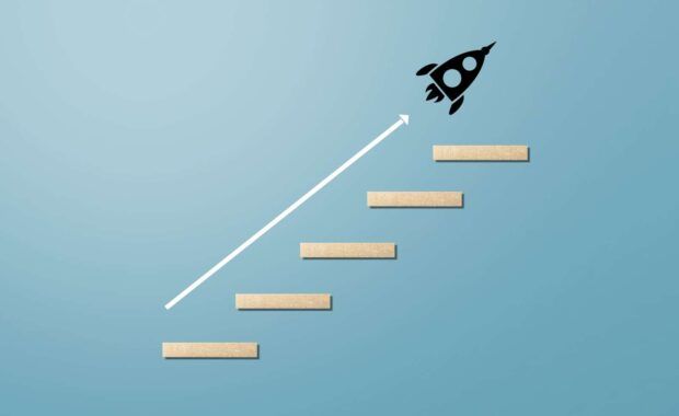 Rocketship with an upward trajectory