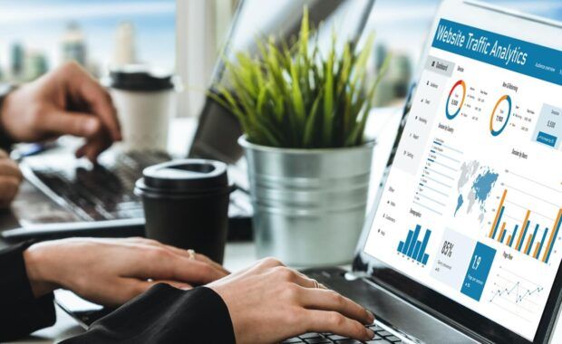 computer software for website traffic analytics data on computer screen
