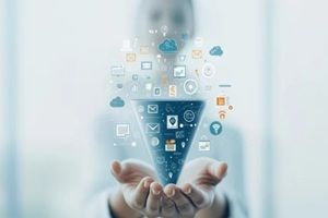 person holds digital marketing funnel