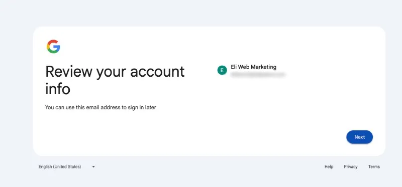 Step 5 Creating Google Account Using Existing Email