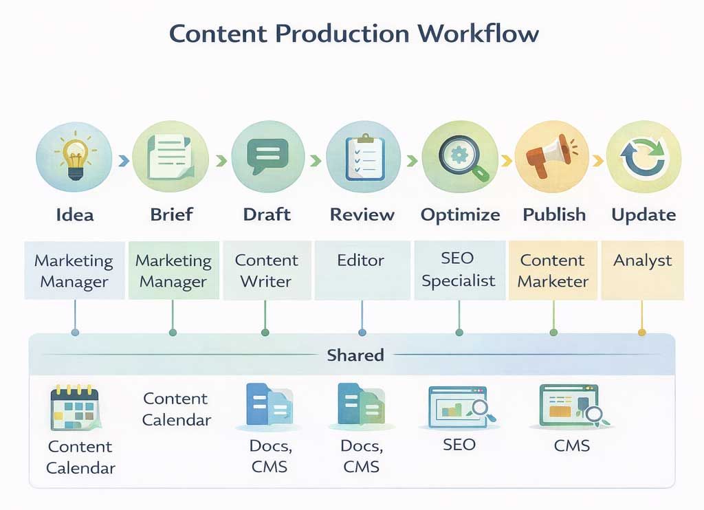content production workflow infographic