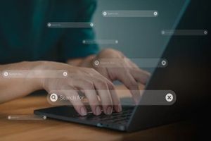 focusing on a search bar with a magnifying glass icon