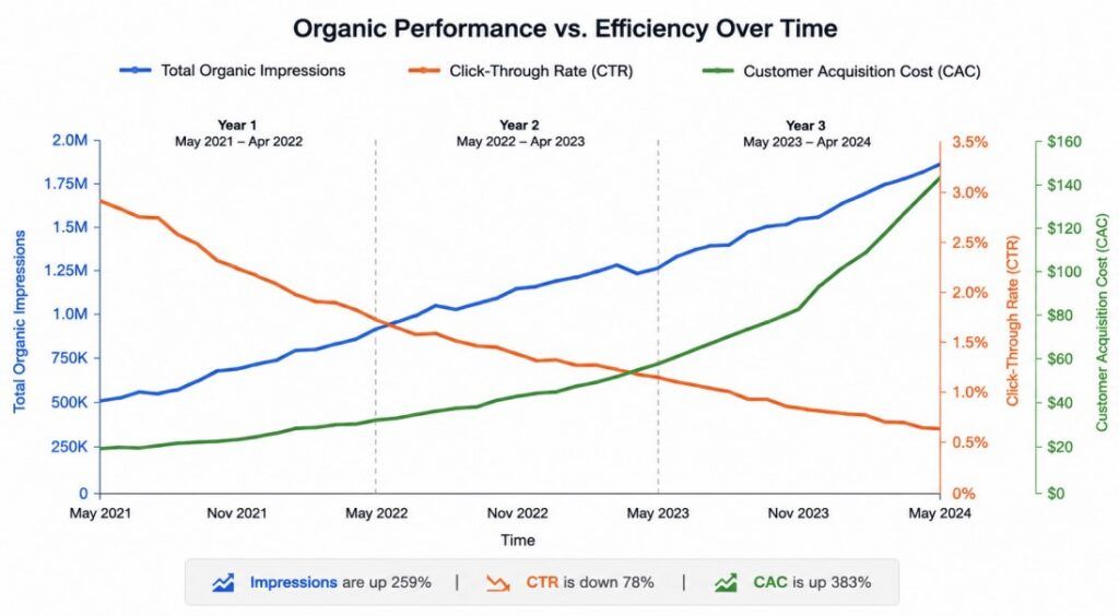 Organic Performance vs. Efficiency Over time