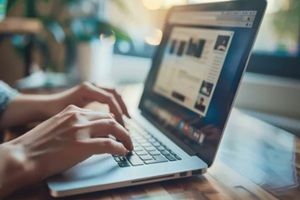 social media online content, freelance worker, working online, content creator, woman using laptop